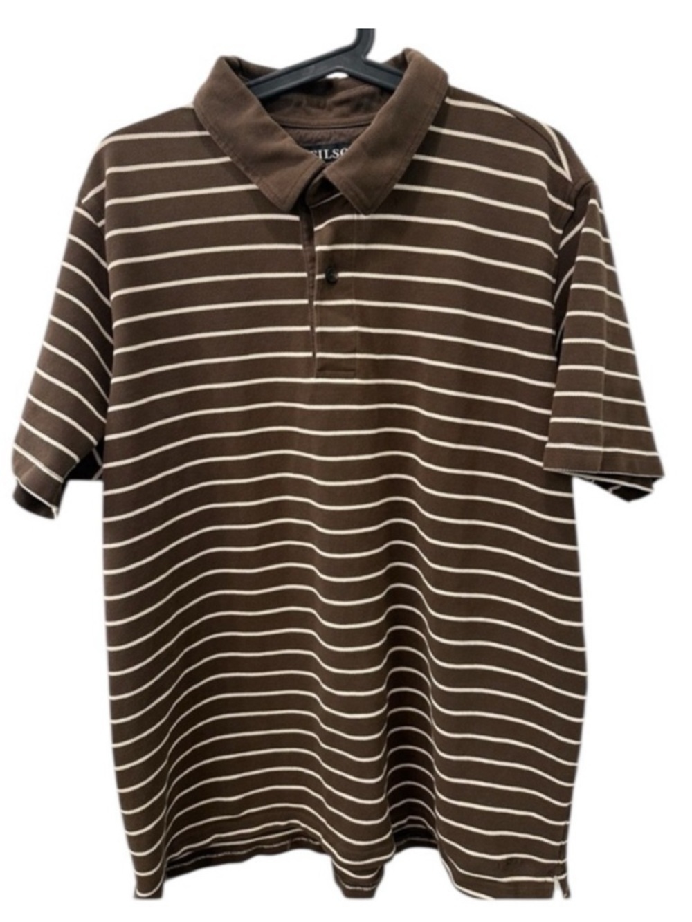 Filson Polo Shirt Dark Brown/Natural Striped Size XL